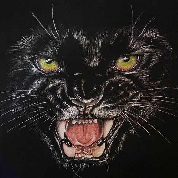90s Thunder Black Cat Shirt XXL Vintage Goth - Picture 5 of 5